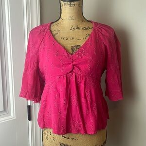 Sofia by Sofia Vergara Pink Eyelet Top
